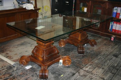 Base tavolo a colonna in noce